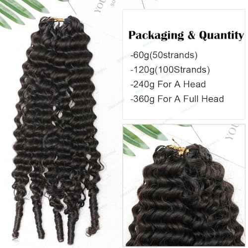 Feather Crochet Human Hair With Tight Curly Ends Invisible Knots Deep Curly Crochet Human Hair Extensions Knotless Pre-Separated 16inch 120g