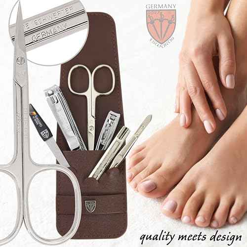 3 Swords Germany - brand quality 6 piece manicure pedicure grooming kit set for professional nail care with camo synthetic leather case - Made in Germany