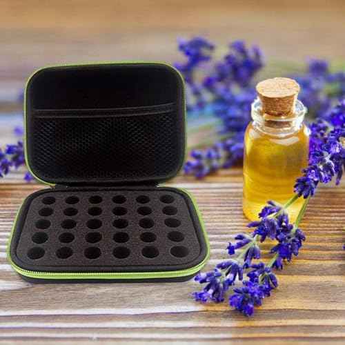 DHXYZZB Essential Oils Carrying Case Holds 30 Grids for 1-3ML Roller Bottles Storage peptide vial case for fridge Organizer Bag Hard Shell for Home, Travel, and Presentations (Green)