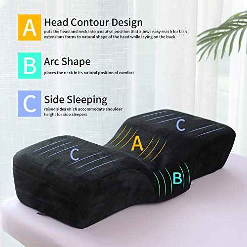 Professional Eyelash Extension Memory Foam Pillow With Acrylic Shelf Organizer Stand, Lash Extension Grafting Pillow Makeup Tool Display Cabinet Shelves with Velvet Pillowcase