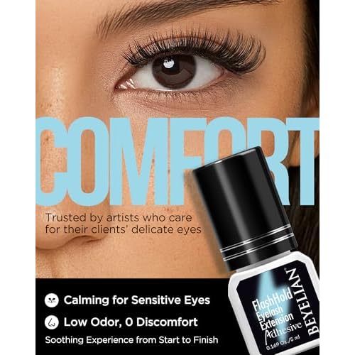 BEYELIAN Sensitive Eyelash Extension Glue 0.17fl.oz/5ml / 0.5Sec Drying Time/Retention ? 7-8 Weeks/Black Adhesive/Hypoallergenic Formaldehyde-Free Lash Extension Glue for Professional Use Only