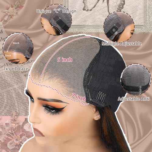 Glueless Wigs Human Hair Pre Plucked Pre Cut 1b/30 Lace Front Wigs Human Hair Wear And Go Ombre Deep Wave Wig 7x5 Pre Everything Highlight Curly Short Bob Wig Human Hair 180% Density 12inch