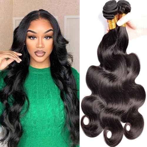 12A Human Hair Bundles 22 24 26 Inch Body Wave Bundles Human Hair Unprocessed Brazilian Virgin Hair 3 Bundles Weave Extensions Natural Black Color Bundle