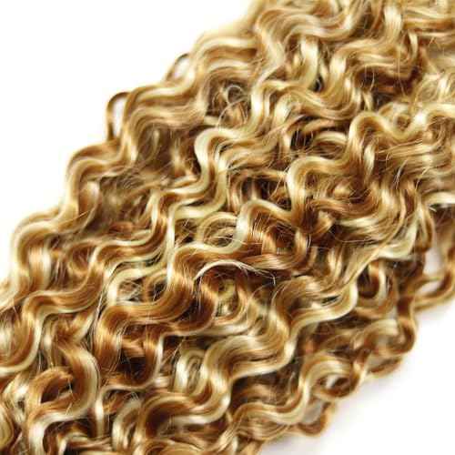 28 30 32 Inch P30/613 Human Hair Bundles Blonde Kinky Curly Human Hair Bundles Light Brown Bundles 613 Bundles Human Hair #30 Kinky Curly Bundles Hair Extensions
