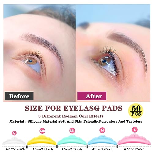 232 Pcs Lash Lift kit, 50 Lash Lift Rods Silicone Eyelash Pads 2 Eyelash Separator Tool with Separation Comb 100 Micro Swabs 50 Crystal Mascara Brushes 30 Pairs Eye Pads (Multicolored)