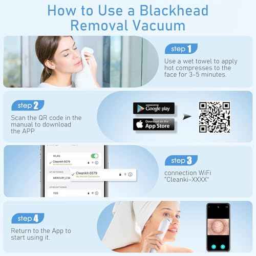 Facial Pore Blackhead Remover Vacuum, 1080P Camera Blackhead Remover, 20x Zoom, 8 LEDs £¦ 3 Suction Modes, 800mAh Battery & USB - 6 Heads Pore Cleaner Kit for Women&Men(White)