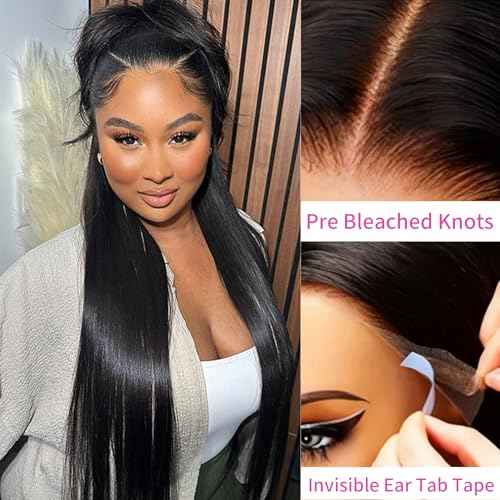 Hidden Strap 13x6 Lace Front Wigs Human Hair Straight Glueless Human Hair Pre Plucked Wig With Drawstring 180 Density 13x6 Human Hair Wigs for Women Straight Lace Frontal 26 Inch