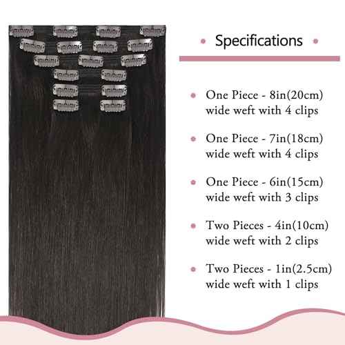 HUAYI Dark Brown Clip in Hair Extensions Real Human Hair 120G Remy Human Hair Clip in Extensions Soft Silky Straight for Women 7pcs 16clips 20 Inch Brown Hair Extensions