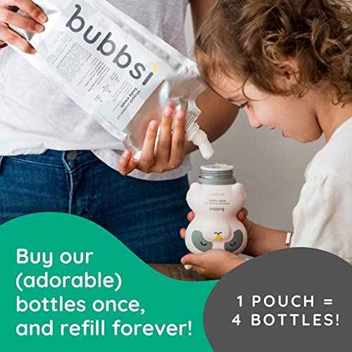 Bubbsi Creamy Coconut Oil Hair Conditioner for Kids, Baby | Light Natural Scent | Won't irritate eyes | Organic Coconut Oil + Shea | Sulfate-free, Nourishing | Curly or Dry Hair (Refill Pouch, 32oz)