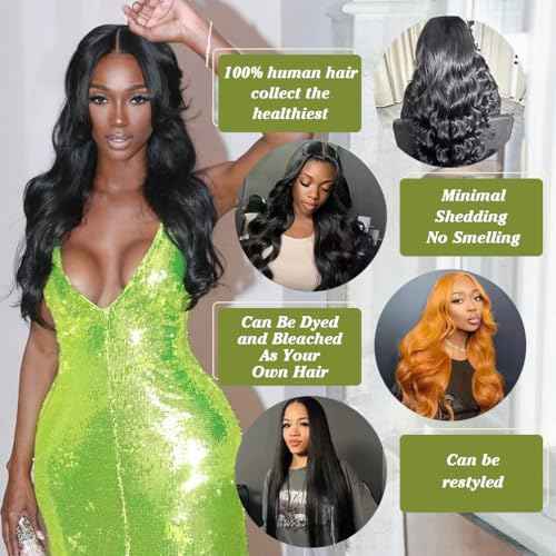 Human Hair Bundles Body Wave 4 Bundles £¨16 18 20 22) 12A Grade 100% Unprocessed Brazilian Virgin Human Hair Body Wave Bundles Double Weft Human Hair Extensions Natural Black Color