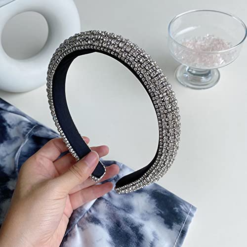 Wiwpar Rhinestone Headbands for Women Rhinestone Head Bands Sparkly Rhinestones Headband Hair Hoop Hair Accessories (Black)