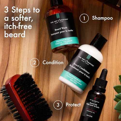 The Art of Shaving Beard Prep Kit - 4oz Peppermint Facial Hair Wash & Conditioner, 1oz Sandalwood Beard Oil
