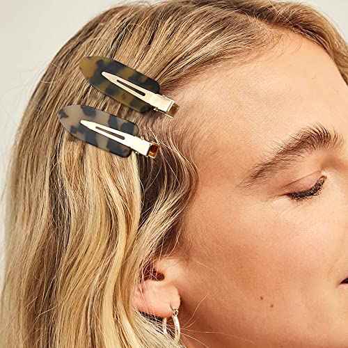 Canitor No Bend Hair Clips - Women's Resin Flat Tortoise Shell Clips for Hairstyling, Makeup, and Salon (4Pcs)
