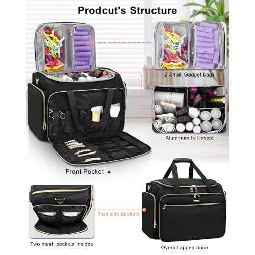 MONSTINA Professional Hairstylist Traveling Bag with Two Detachable Small Bags,Hairdressing Bag Makeup Salon Organizer Bag