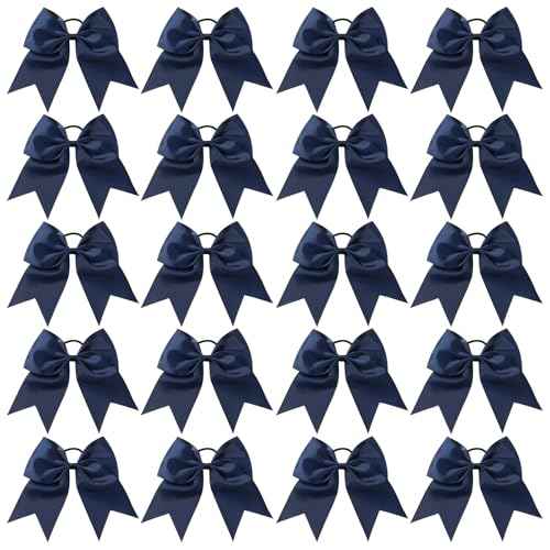 YLEN YHXX 20 PCS 8 Inch Cheer Hair Bows Large Cheer Bows Ponytail Holder Elastic Band Handmade Hair Accessories for Cheerleaders Teen Girls College Sports Outfit Uniform£¨Navy Blue£©