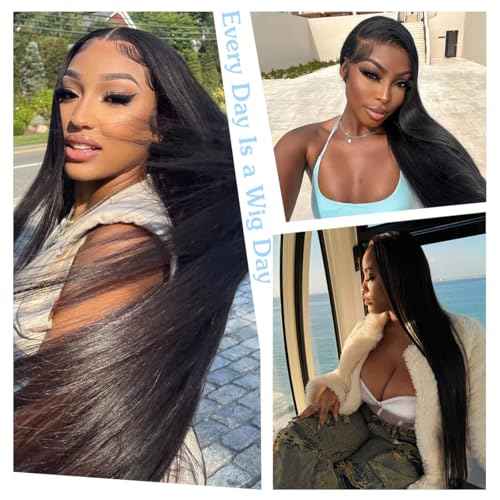 13x4 Straight Lace Front Wigs Human Hair 24 Inch Pre Plucked Human Hair Wig Glueless 180% Density HD Transparent Lace Frontal Wigs Human Hair for Black Women Natural Color(24 Inch)