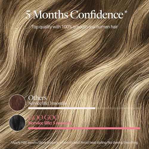 GOO GOO Genius Tape in Hair Extensions, Hand Tied Tape Weft, 4/27/4 Balayage Chocolate Brown to Caramel Blonde, 14inch 50g 20pcs, Remy Human Hair, Seamless Invisible Tape, Natural Blend, Lightweight