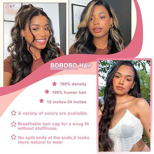 V Part Wig Human Hair Body Wave 100% Real Human Hair Upgrade U Part Human Hair Wig 180% Density Beginner Friendly 1B/30 (22 inch)