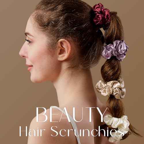 ZIMASILK 100% Mulberry Silk Hair Scrunchies, Best For Women And Girls¡¯Hair, Elastic Hair Bands For Ponytail Holder Gentle And No Hurt (5 Pack, Light Blue, Pink, White, Taupe, Peacock Blue)