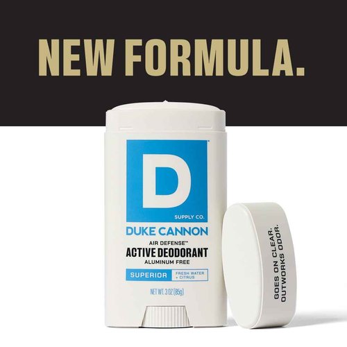 Duke Cannon Air Defense Active Deodorant Aluminum Free, 3x Protection, Aloe Vera & Vitamin E, 3 oz – Midnight Swim, Sawtooth, Superior (Pack of 3)