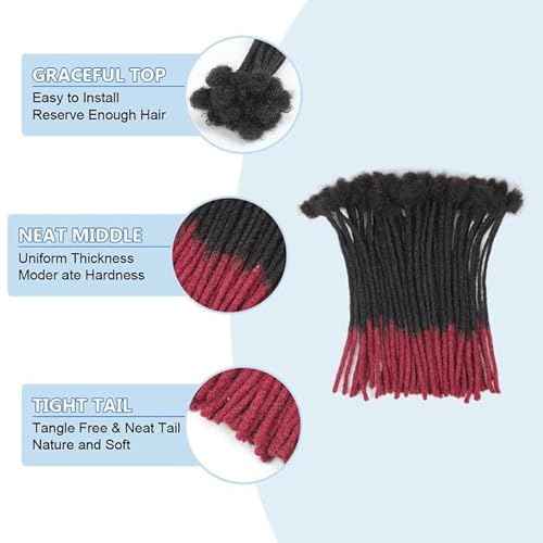 Dreadlock Extension Human Hair 10inch 0.6cm Width 100% Permanent Huamn Hair Loc Extension Can Be Dyed Bleached Curled Handmade Loc Extension for Men Women,50strands