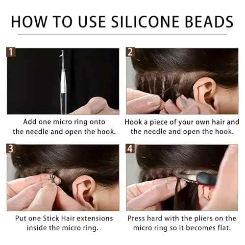 1500Pcs Silicone Beads for Hair Extensions, 3Colors 5mm Silicone Lined Beads Microlink Rings Hair Extensions Tool (Brown-Black-Blonde)