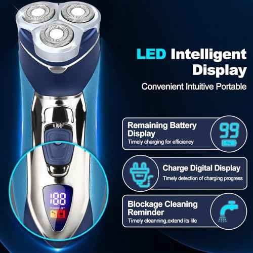 Electric Razor for Men,Men¡¯s Electric Shavers Rotary,LED Display 100% Waterproof Cordless Razor