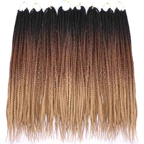 8 Packs Goddess Crochet Box Braids Pre looped Box Braids Crochet Hair for Black Women 24 Inch Knotless Ombre Honey Blonde Senegalese Twist End Box Braided Crochet Braiding Hair Extensions(T1B/4/27#)