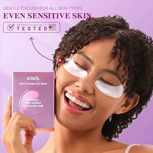 Collagen Under Eye Patches for Puffy Eyes and Dark Circles, Under Eye Mask for Puffiness, Hydrating Undereye Mask Patches for Treatment with Women Beauty (White, 12 Pairs)
