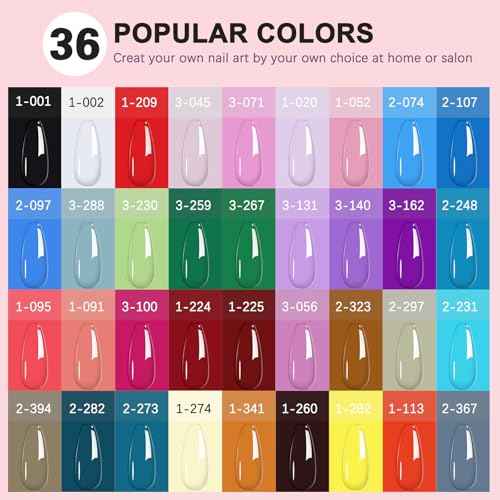 LKEE Gel Nail Polish Kit with U V Light 108W, 65 Pcs Gel Nail Polish Set All Season Gels Nail Kit Essential Manicure Tools for DIY Nails Art Gifts for Women (36KIT-color 1)