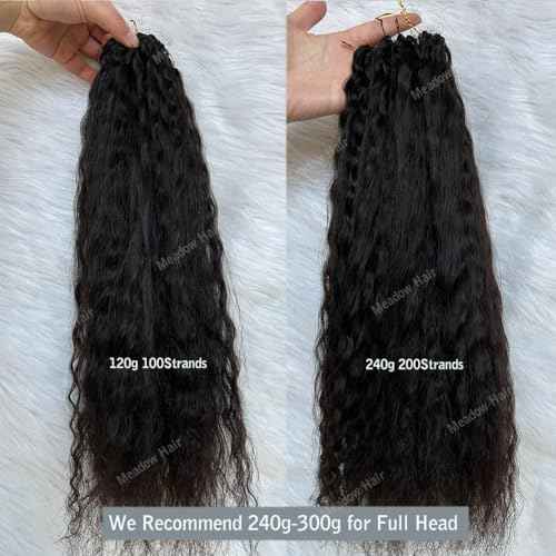 Knotless Crochet Human Hair Braids Extensions Pre Separated Wet and Wavy Brazilian Virgin Human Hair Braiding Bundles With Threading for Black Women Micro Link Meadow Hair 16inch 120g