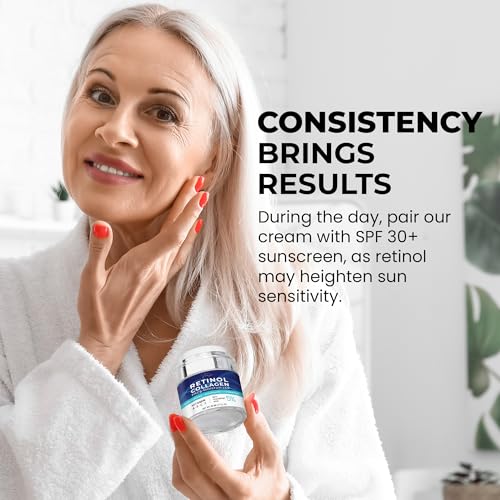 Face Moisturizer for Aging Skin: Wrinkle Cream for Older Women and Men 50 and 60 plus with Retinol, Collagen and Hyaluronic Acid ? Facial Moisturizer for Mature Skin, 1.7 fl. Oz (Medium, Unscented)