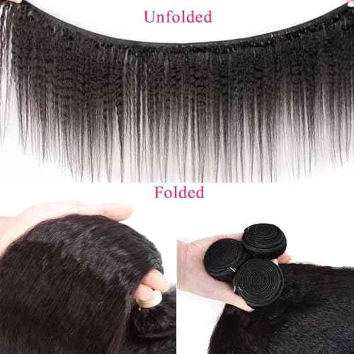 12A Kinky Straight Hair 3 Bundles Yaki Human Hair 20 22 24 inch 100% Unprocessed Brazilian Virgin Hair Weave Kinky Straight Bundles