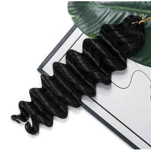 Deep Wave Knotless Pre-Separated Crochet Hair Extensions Human Hair Loose Wave Crochet Hair Natural Black Machine Made Feather Human Hair Extension 16inch 120g
