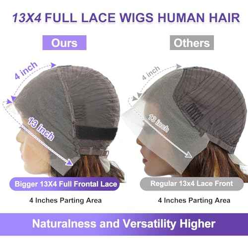 Blonde Highlight 13x4 Glueless Lace Front Wigs Human Hair 200% Density Pre Plucked with Baby Hair 13x4 Full Lace Front Wigs HD Transparent Lace Wig Balayage Wigs for Women 26 Inch