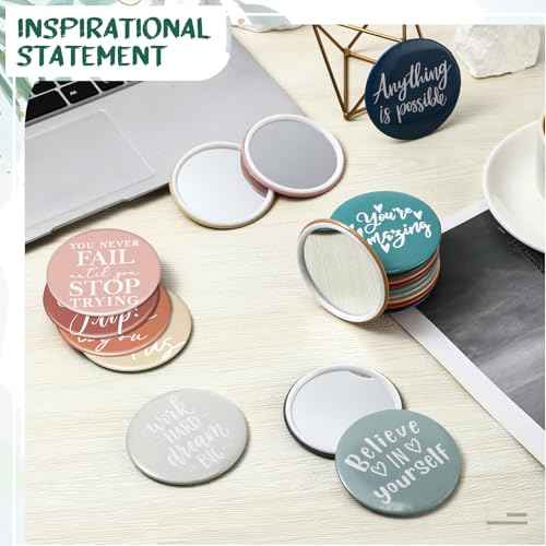 Kigley 30 Pcs Operation Christmas Bulk Gifts Inspirational Compact Mirrors Bulk Gifts 2.76 Inch Small Portable Purse Pocket Mirrors for Operation Christmas Charity Box Fillers