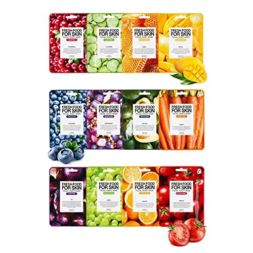 FARMSKIN Organic Face Mask, 12 pcs - Hydrating, Moisturizing, Brightening, Soothing, Cruelty-Free