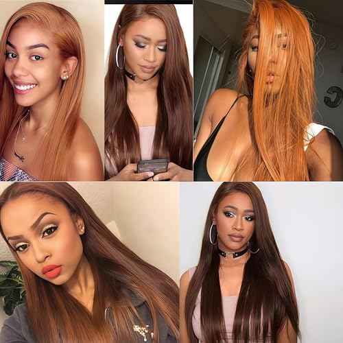 Light Brown Bundles Human Hair Straight 18 20 22 Inch Straight Human Hair Weave 3 Bundles Silky Hair Bundles Brazilian 3 Bundles Human Hair Extensions 30 Color