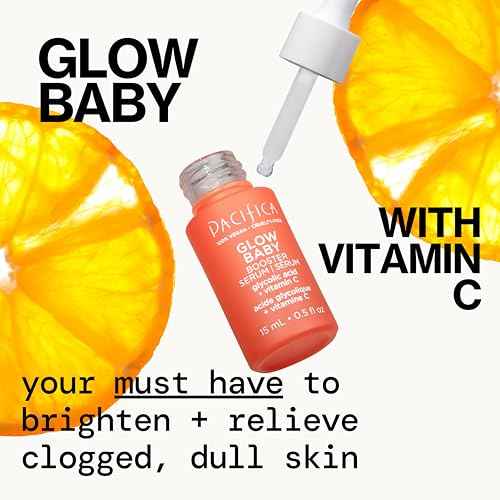 Pacifica Glow Baby Booster Mini Face Serum, Vitamin C & Glycolic Acid For Brightening Dull Skin, Fragrance-Free, Vegan & Cruelty-Free, .5 Fl Oz
