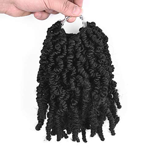 4 Packs Short Curly Spring Pre-twisted Braids Synthetic Crochet Hair Extensions 6 inch 15 strands/pack Ombre Crochet Twist Braids Fiber Fluffy Curly Twist Braiding Hair Bulk (6“ (pack of 4), 1B#)