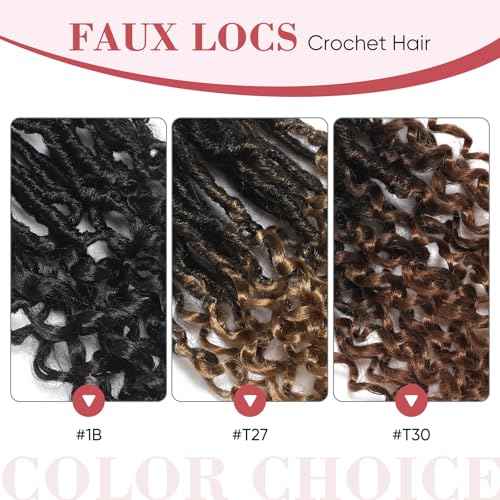 Faux Locs with Curly Ends 24 inch Faux Locs Crochet Hair 7 Packs Soft Locs with Curly Ends 12 Strands Pre looped Crochet Hair Extensions 1B
