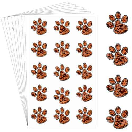 Harloon 20 Sheets 300 Pcs Paw Print Tattoos Temporary Paw Print Face Tattoos Dog Stickers Removable for Cheer Patrol Women Body Arm Foot(Tiger)