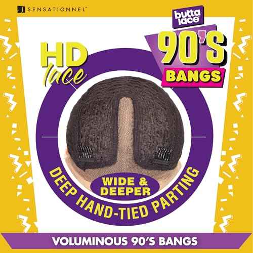 Sensationnel Butta Lace 90Sbangs Wigs - Unit 911 Glueless Wide Deep Part Synthetic Preplucked Hairline (1B OFFBLACK)