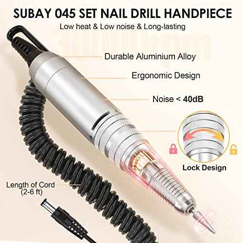Subay 30,000rpm Efile Nail Drill , Electric Nail File with 106pcs Sanding Bands and Nail Drill Bits Pedicure Manicure Tools for Acrylic Nails,Thick Nails for Nail Salon Supplies Home Use, White