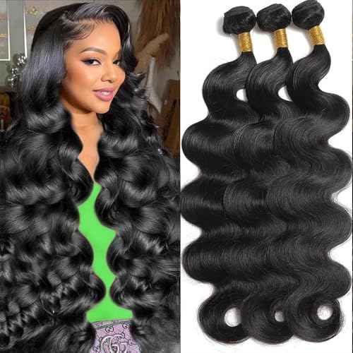 12A Human Hair Bundles 22 24 26 Inch Body Wave Bundles Human Hair 100% Unprocessed Brazilian Virgin Hair Body Wave 3 bundles Deals Human Hair Extensions Quick Weave for Women Natural Black
