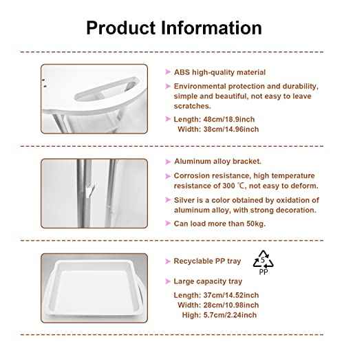 Facial Trolley Beauty Salon Cart 4 Layers Tray Sliver Colour Al Frame with White ABS Wheels Elitzia ETTRO5S