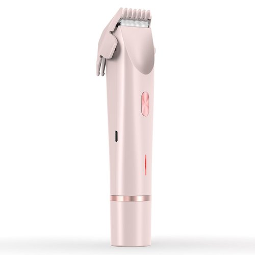 ANFOOS Women's Electric Shaver Bikini Trimmer for Women Razors 2-in-1 Dual Head Design IPX7 Waterproof Wet & Dry Use Body Groomer Hair Trimmer Remover for Facial Underarm Arm Face Leg Bikini (Pink)