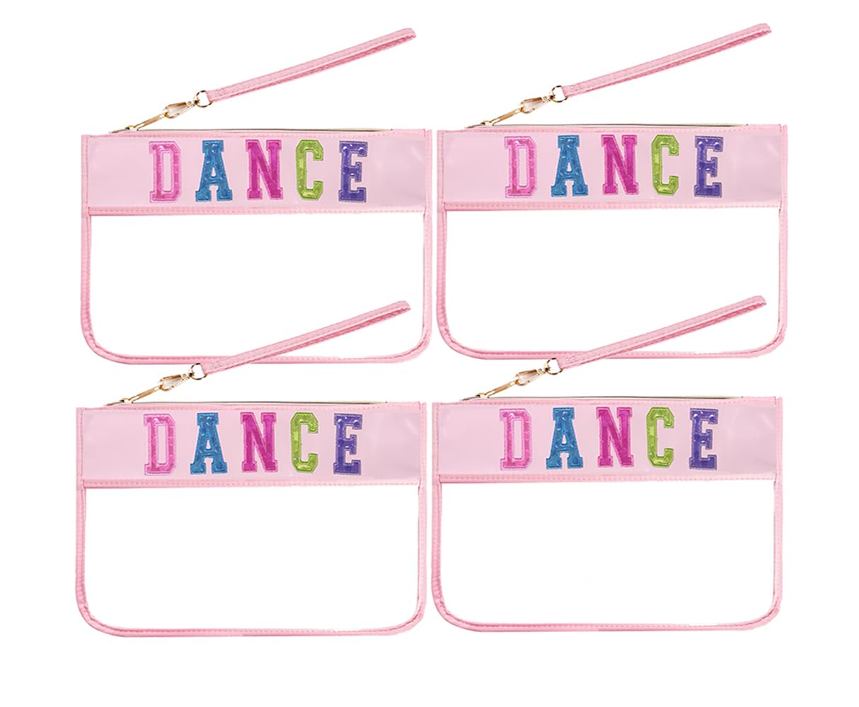 HYOOG Dance Recital Gifts Letter Clear Zipper Snack Bag For Travel, Pvc Clear Makeup Bag, Cosmetic Travel Bag For Women Gift (Dance, 4)