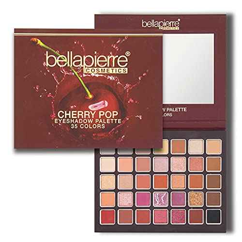 bellapierre Cherry Pop Eyeshadow Makeup Palette | 35 Colorful Shades in a Range of Matte, Satin, Shimmer, and Glitter Finishes | Non-Toxic and Paraben Free | Vegan and Cruelty Free