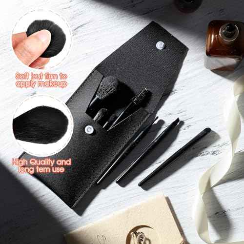 Tioncy 12 Sets Travel Makeup Brush Set Bulk Brushes Bag Bridesmaid Gift Synthetic Fibre Face Make up Brushes Angled Blush Brush for Wedding Bridal Shower Favors Bachelorette Party Gift(Black)